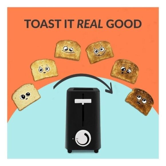 MyMini Single Slice Toaster, Black - Picture 5 of 5